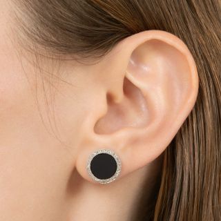 Art Deco Diamond and Onyx Stud Earrings