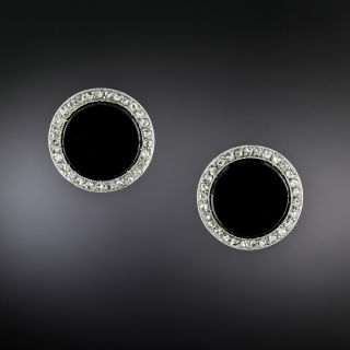 Art Deco Diamond and Onyx Stud Earrings - 2