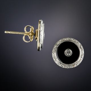 Art Deco Diamond and Onyx Stud Earrings