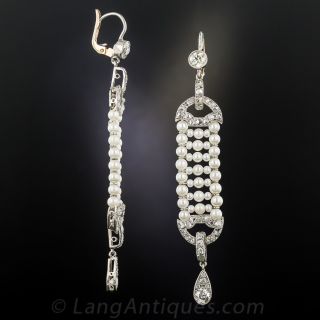 Art Deco Style Diamond And Pearl Drop Earrings