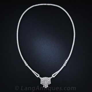 Art Deco Diamond and Platinum Fringe Necklace - 3