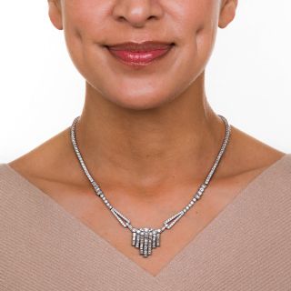 Art Deco Diamond and Platinum Fringe Necklace