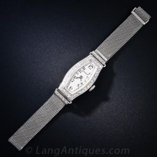 Art Deco Diamond & Platinum Mesh Watch