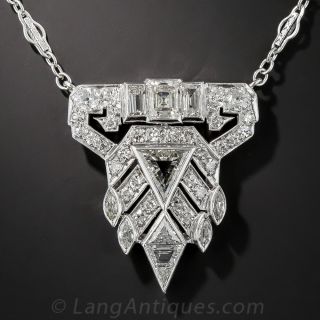 Art Deco Diamond and Platinum Necklace - 1