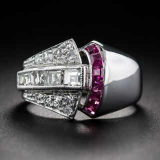 Art Deco Diamond and Ruby Ring - 6