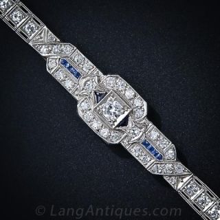 Art Deco Diamond and Sapphire Bracelet - 1