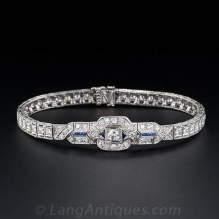 Art Deco Diamond and Sapphire Bracelet