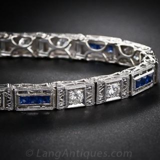 Art Deco Diamond and Sapphire Bracelet