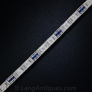 Art Deco Diamond and Sapphire Bracelet