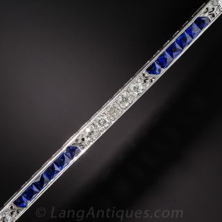 Art Deco Diamond and Sapphire Bracelet