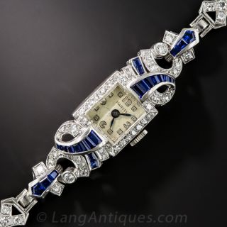 Art Deco Diamond and Sapphire Bracelet Watch