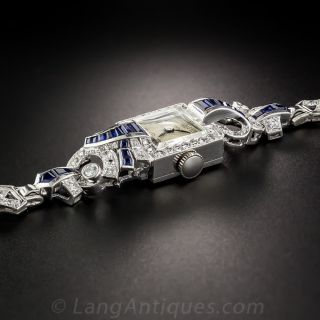 Art Deco Diamond and Sapphire Bracelet Watch