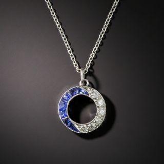 Art Deco Diamond and Sapphire Circle Pendant - 2