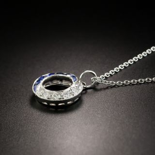 Art Deco Diamond and Sapphire Circle Pendant