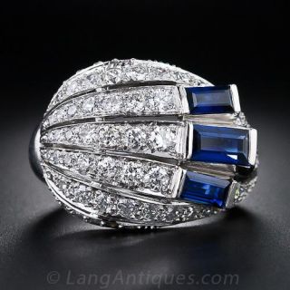 Art Deco Diamond and Sapphire Cocktail Ring