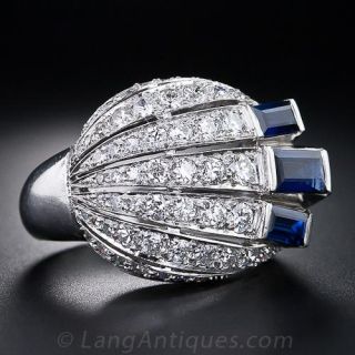 Art Deco Diamond and Sapphire Cocktail Ring