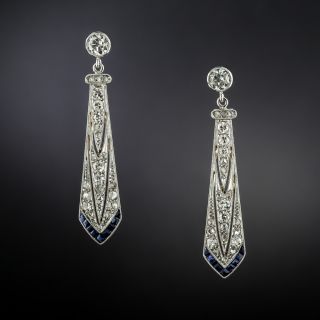 Art Deco Diamond and Sapphire* Dangle Earrings - 4