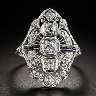 Art Deco Diamond and  Sapphire* Dinner Ring - 3