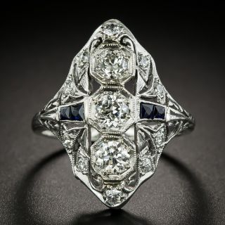 Art Deco Diamond and Sapphire* Dinner Ring - 1