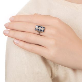 Art Deco Diamond and Sapphire Dinner Ring