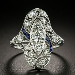 Art Deco Diamond and Sapphire* Dinner Ring - 1