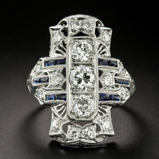 Art Deco Diamond and Sapphire* Dinner Ring - 2