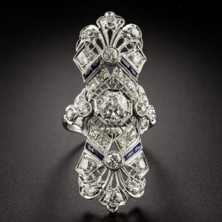 Art Deco Diamond and Sapphire* Dinner Ring - 3