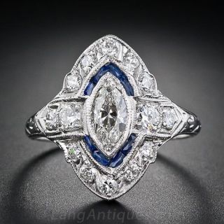 Art Deco Diamond Sapphire Ring 