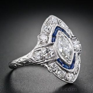 Art Deco Diamond and Sapphire Dinner Ring