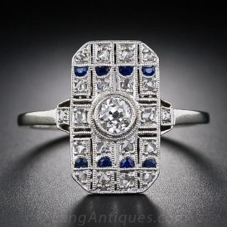 Art Deco Diamond and Sapphire Dinner Ring