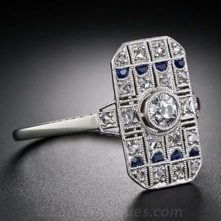 Art Deco Diamond and Sapphire Dinner Ring