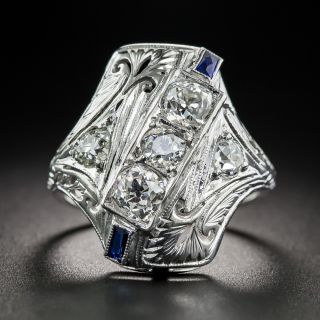 Art Deco Diamond and Sapphire* Dinner Ring - 5