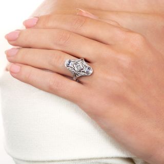Art Deco Diamond and Sapphire Dinner Ring