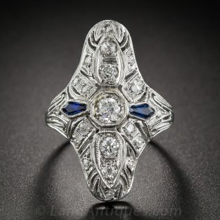 Art Deco Diamond and Sapphire Dinner Ring - 2