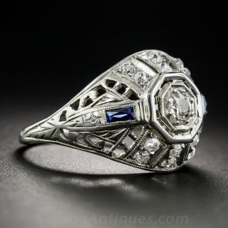 Art Deco Diamond and Sapphire Dome Ring