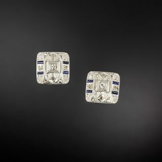 Art Deco Diamond And Sapphire* Earrings - 2