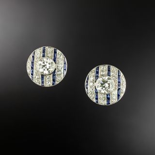 Art Deco Diamond and Sapphire* Earrings - 2