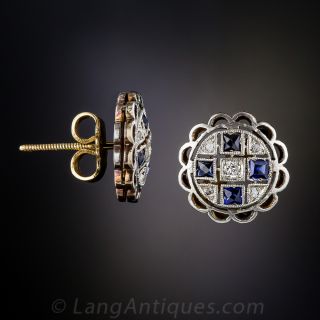 Art Deco Diamond and Sapphire Earrings