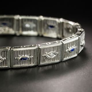 Art Deco Diamond and Sapphire Filigree Bracelet - 2