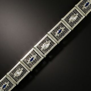 Art Deco Diamond and Sapphire Filigree Bracelet