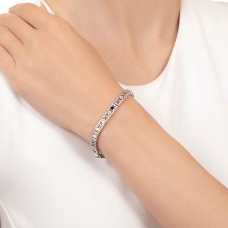 Art Deco Diamond and Sapphire Filigree Bracelet