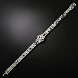 Art Deco Diamond and Sapphire* Filigree Bracelet - 2