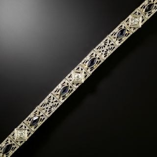 Art Deco Diamond and Sapphire* Filigree Bracelet - 2