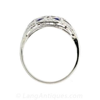 Art Deco Diamond & Sapphire Ladies Ring
