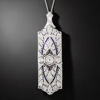 Art Deco Diamond and Sapphire* Lavalière/Brooch - 2