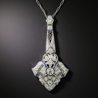 Art Deco Diamond and Sapphire Lavaliere Necklace - 2
