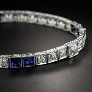 Art Deco Diamond and Sapphire Line Bracelet - 2