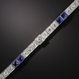 Art Deco Diamond and Sapphire Line Bracelet