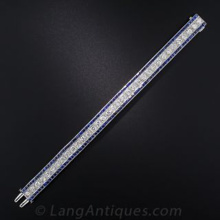 Art Deco Diamond and Sapphire Line Bracelet