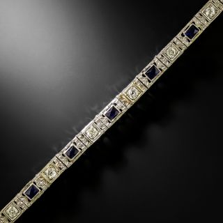 Art Deco Diamond and Sapphire* Link Bracelet by Belais Bros. - 3